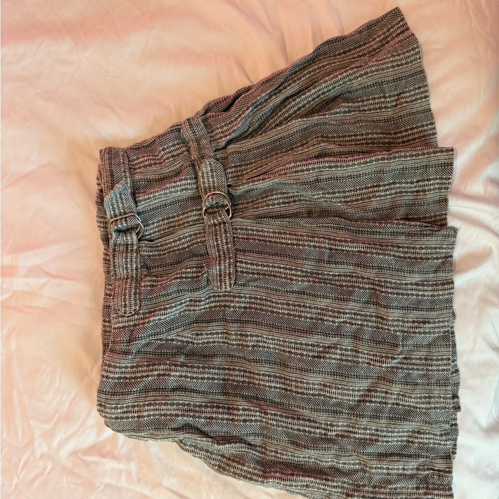 Chic Striped Mini Skirt with Buckle Detail